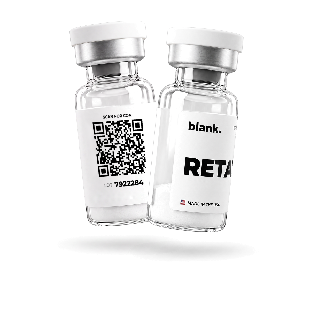 RETATRUTIDE research peptide vial by Blank Peptides